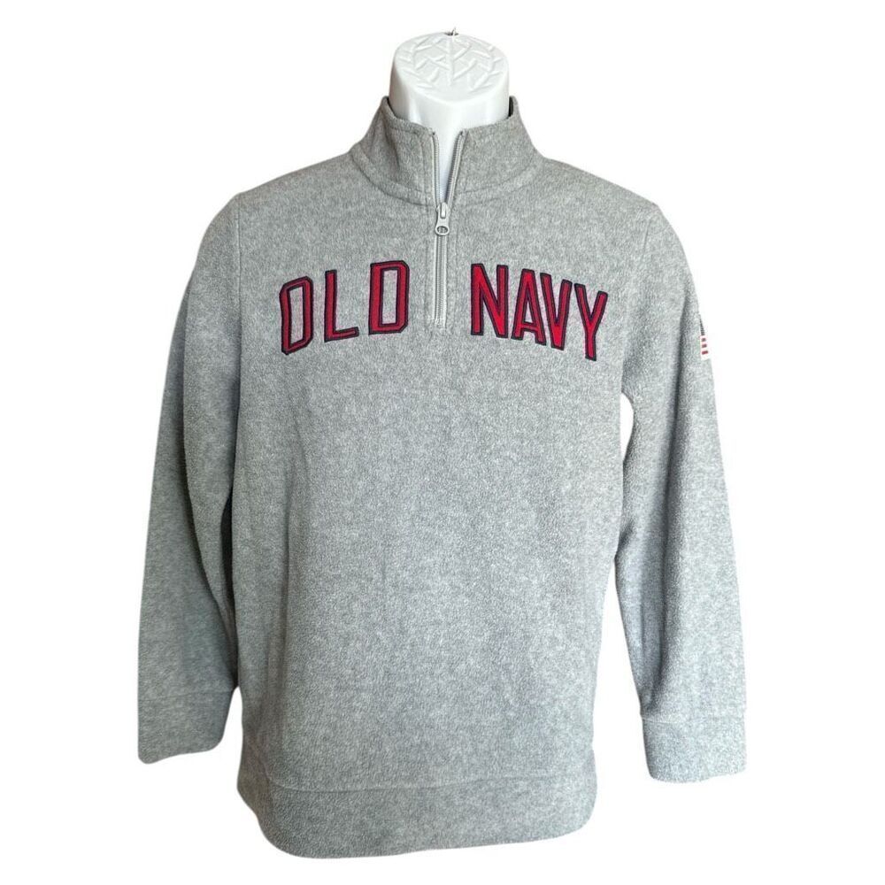 Youth Boys Old Navy American Flag Patch Pullover Fleece Quarter Zip Jacket - XL